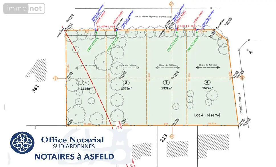 Terrain a batir a vendre Asfeld 08190 Ardennes 08 1300 m2 53000 euros 021/1764 001