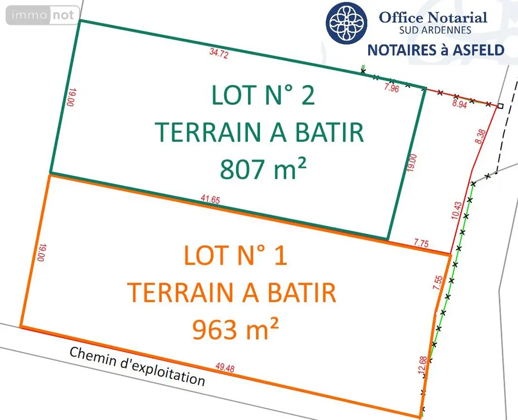 Terrain a batir a vendre Thugny-Trugny 08300 Ardennes 08 963 m2 47000 euros 021/1788 001