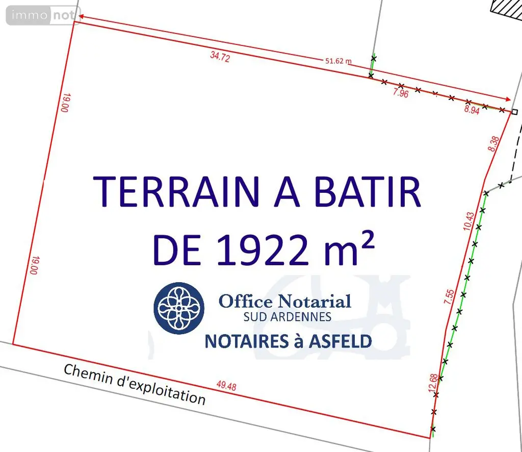 Terrain a batir a vendre Thugny-Trugny 08300 Ardennes 08 963 m2 47000 euros 021/1788 002
