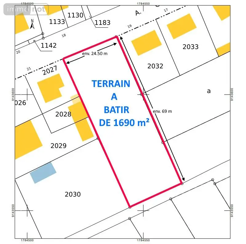 Terrain a batir a vendre Blanzy-la-Salonnaise 08190 Ardennes 08 1690 m2 59900 euros 021/1886 002