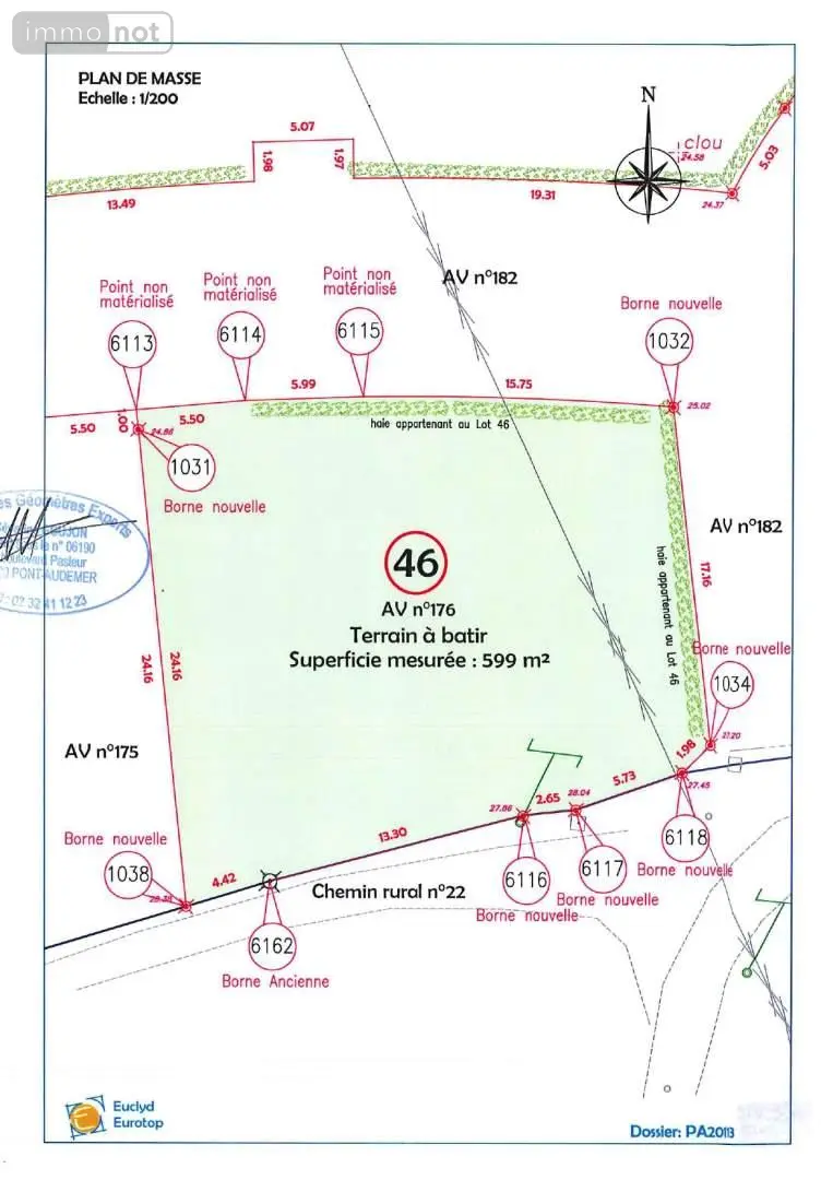 Terrain a batir a vendre Pont-Audemer 27500 Eure 27 599 m2 48511 euros 065/374 002