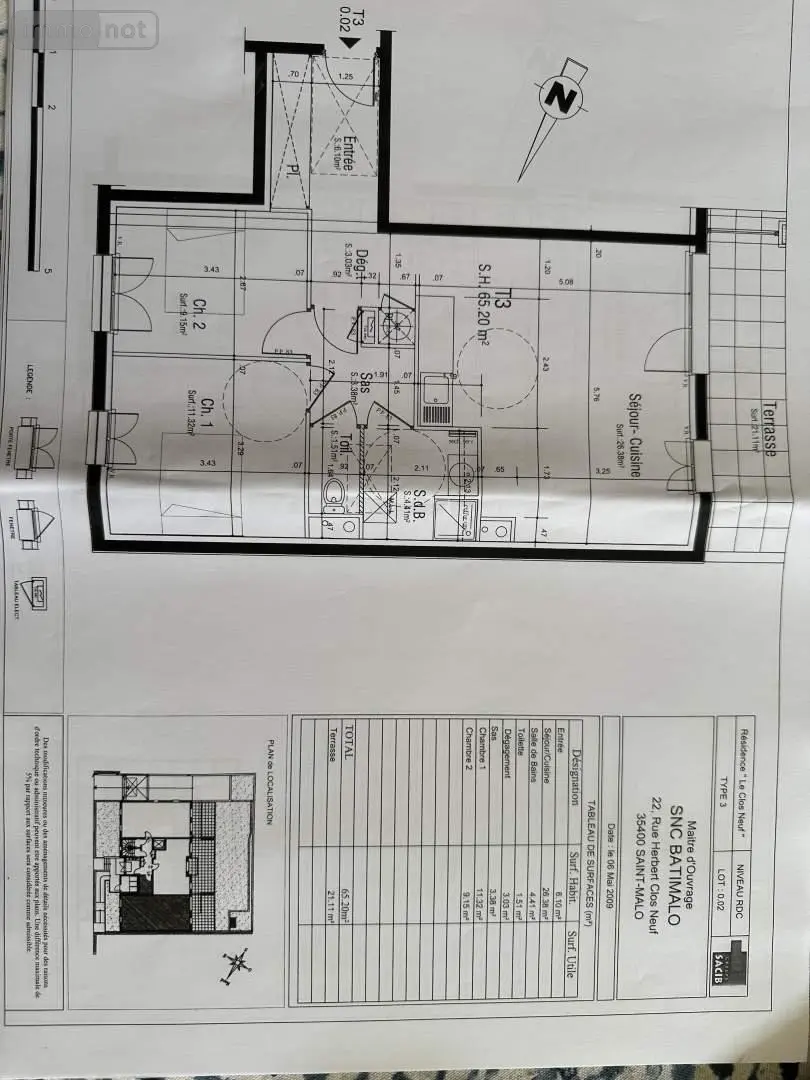 Appartement a vendre Saint-Malo 35400 Ille-et-Vilaine 35 65 m2 3 pièces 394820 euros 088/779 002