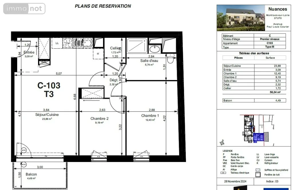 Appartement a vendre Montlouis-sur-Loire 37270 Indre-et-Loire 37 40 m2 2 pièces 182500 euros 013/1487 003