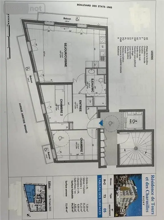 Appartement a vendre Vichy 03200 Allier 03 64 m2 3 pièces 355950 euros 2024/843-03020 003