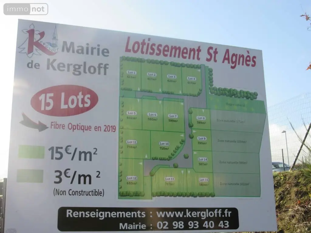 Terrain a batir a vendre Kergloff 29270 Finistère 29 6335 euros 29066-377681 001