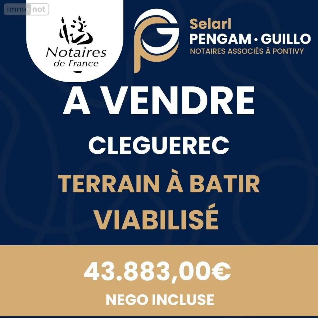 Terrain a batir a vendre Cléguérec 56480 Morbihan 56 43883 euros 56062-2361 002