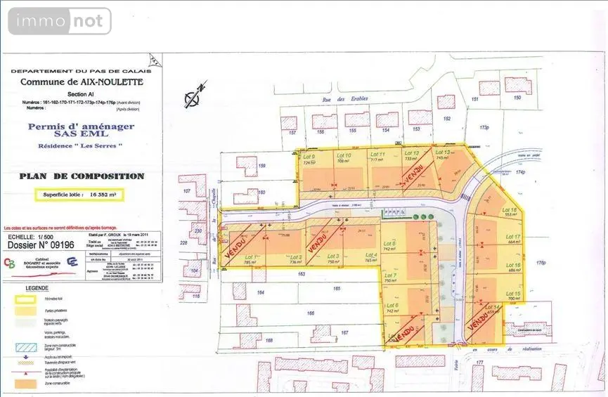 Terrain a batir a vendre Aix-Noulette 62160 Pas-de-Calais 62 126720 euros 62041-190 001