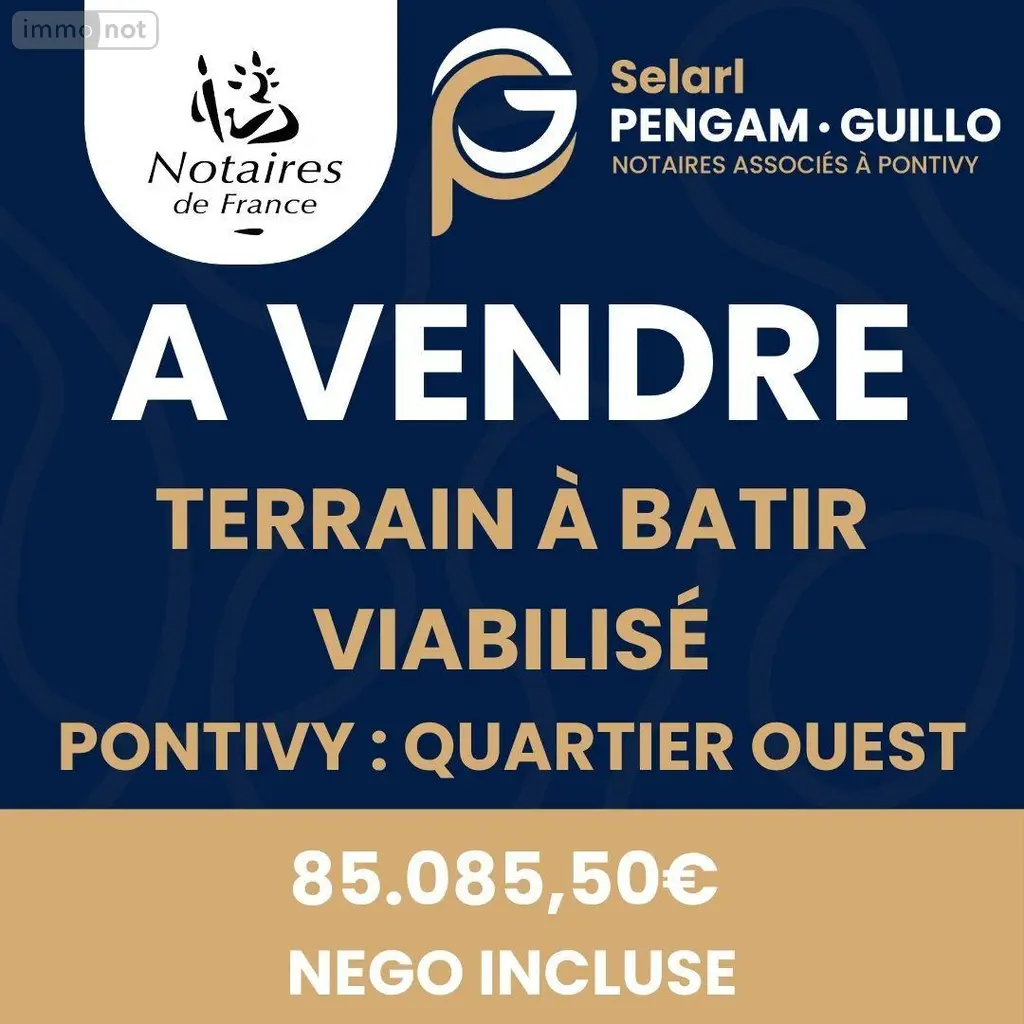 Terrain a batir a vendre Pontivy 56300 Morbihan 56 85085 euros 56062-2303 002