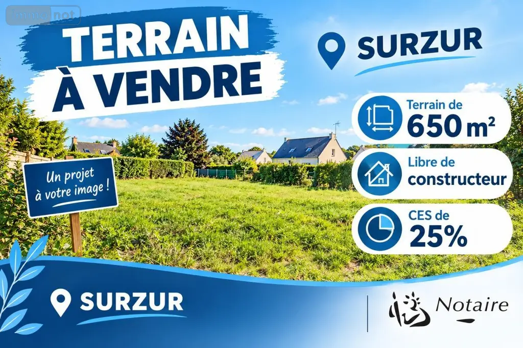 Terrain a batir a vendre Surzur 56450 Morbihan 56 252000 euros 56004-885 001