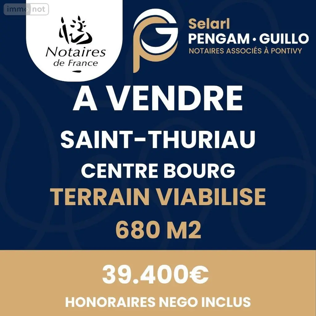 Terrain a batir a vendre Saint-Thuriau 56300 Morbihan 56 39400 euros 56062-2359 002