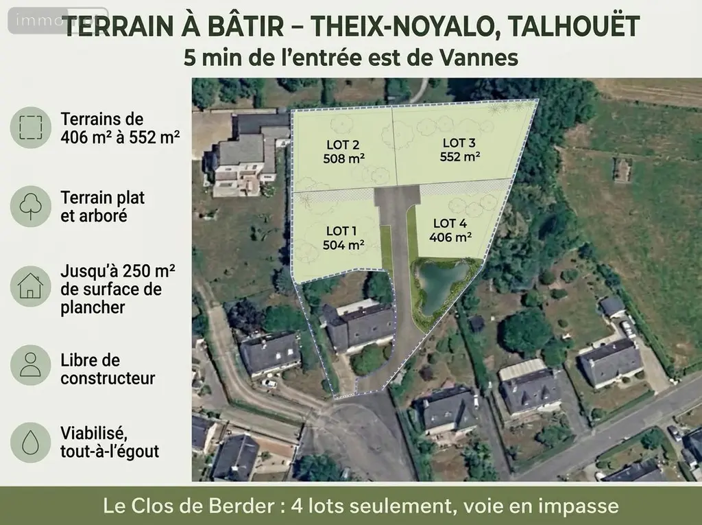 Terrain a batir a vendre Theix-Noyalo 56450 Morbihan 56 156700 euros 56089-157 001