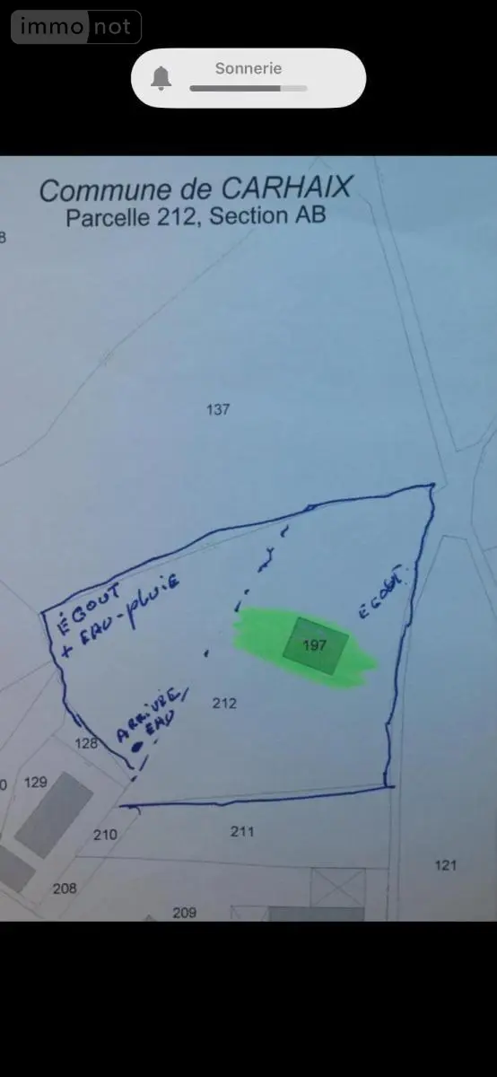 Terrain a batir a vendre Carhaix-Plouguer 29270 Finistère 29 42500 euros 29066-3734 008