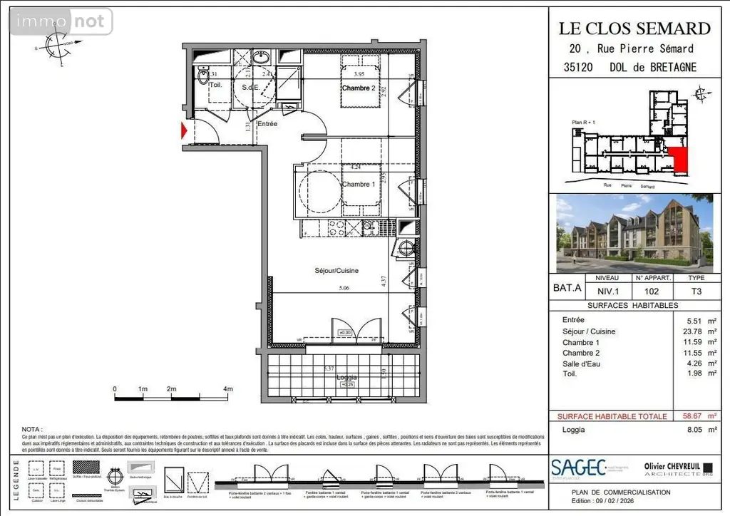 Appartement a vendre Dol-de-Bretagne 35120 Ille-et-Vilaine 35 59 m2 3 pièces 195000 euros 35130-3778 003