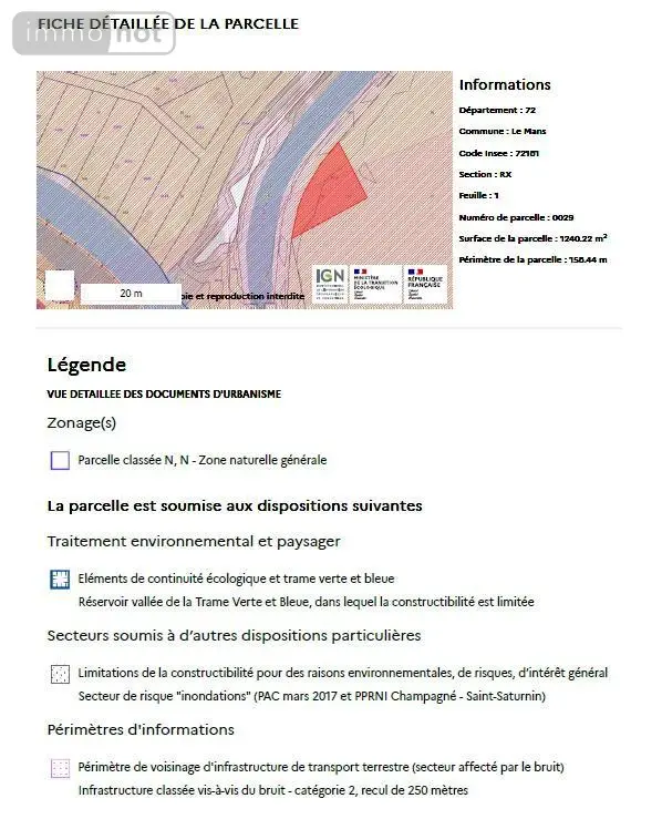 Terrains de loisirs bois etangs a vendre Le Mans 72000 Sarthe 72 11800 euros 72126-2902 007