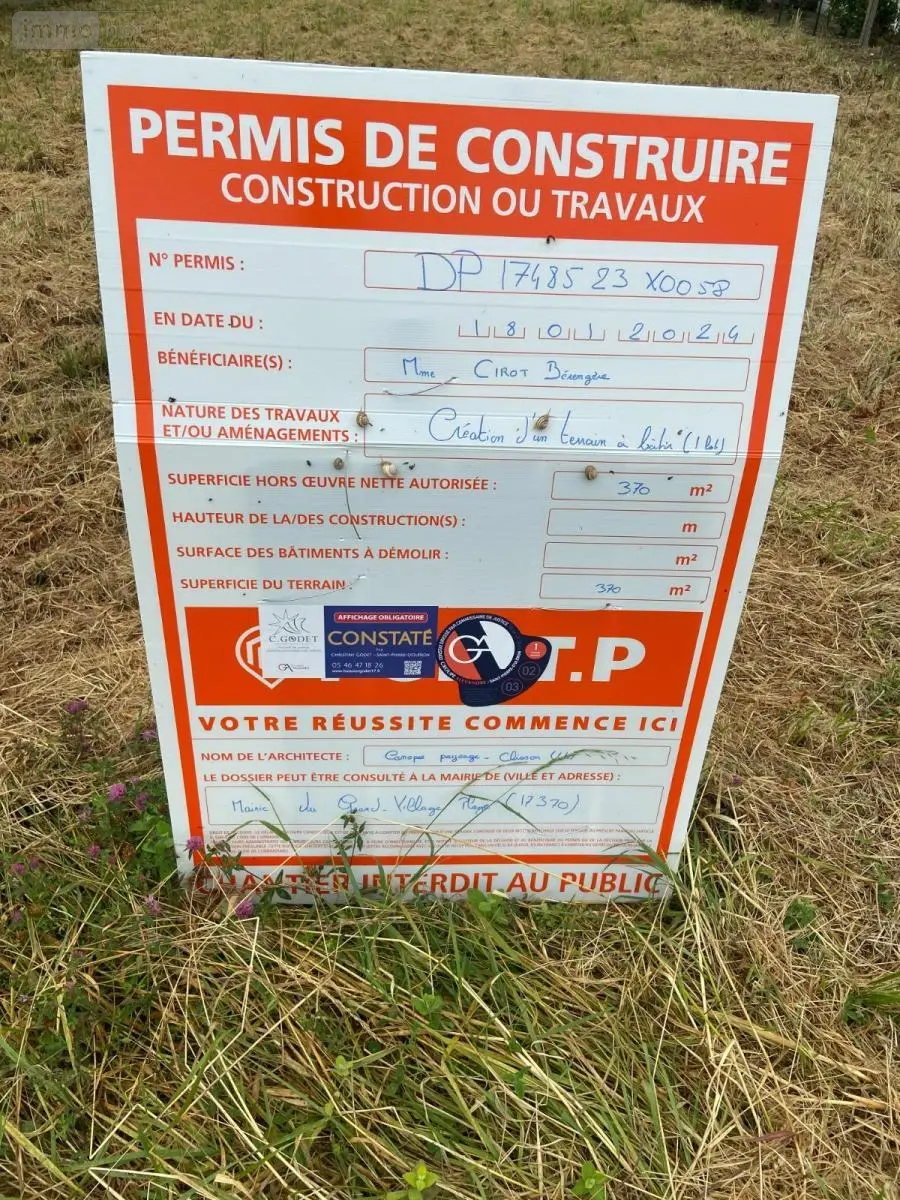 Terrain a batir a vendre Le Grand-Village-Plage 17370 Charente-Maritime 17 116600 euros 79066-116 007