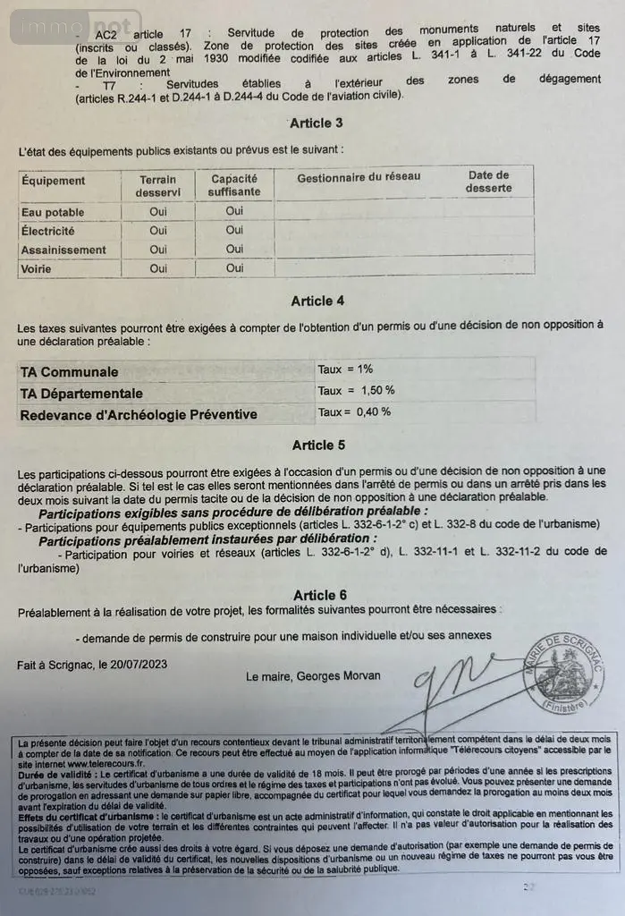 Terrain a batir a vendre Scrignac 29640 Finistère 29 27500 euros 29064-2760 006