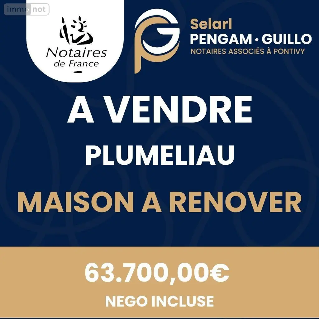 Maison a vendre Pluméliau-Bieuzy 56310 Morbihan 56 40 m2 2 pièces 63700 euros 56062-2308 002