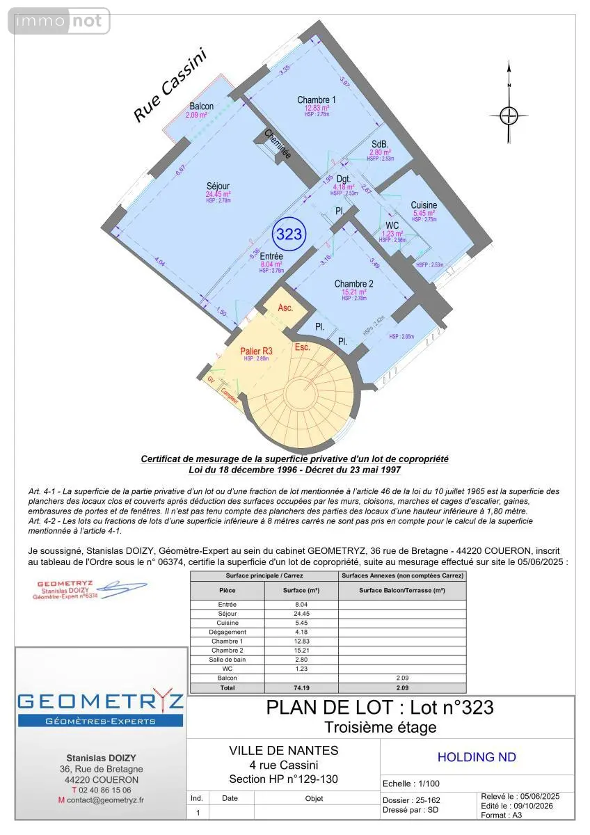 Location appartement Nantes 44000 Loire-Atlantique 44 76 m2 3 pièces 1237 euros 44028-L218 004