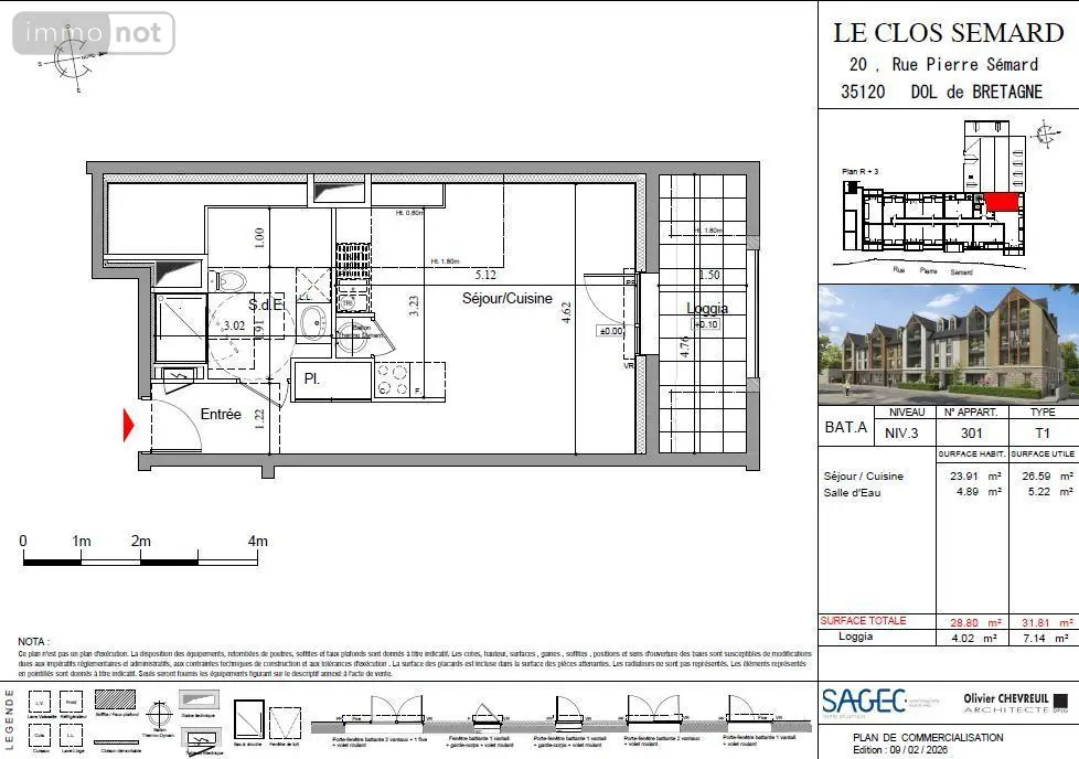 Appartement a vendre Dol-de-Bretagne 35120 Ille-et-Vilaine 35 29 m2 1 pièce 119000 euros 35130-3780 003