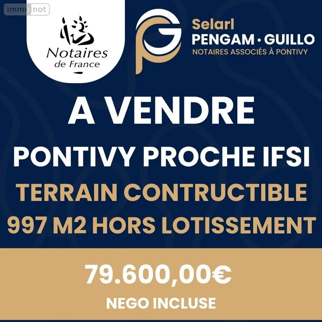 Terrain a batir a vendre Pontivy 56300 Morbihan 56 79600 euros 56062-2348 002