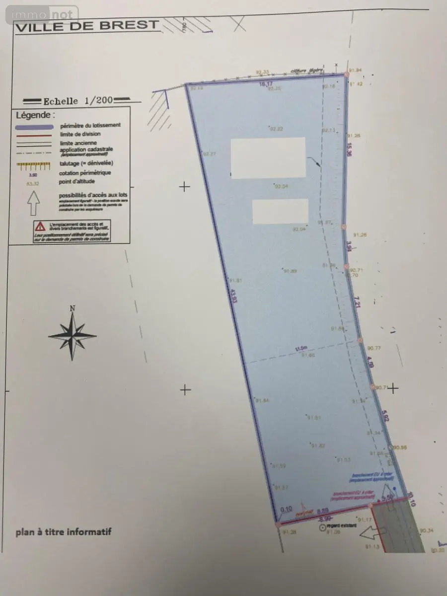 Terrain a batir a vendre Brest 29200 Finistère 29 126000 euros 29026-172 002