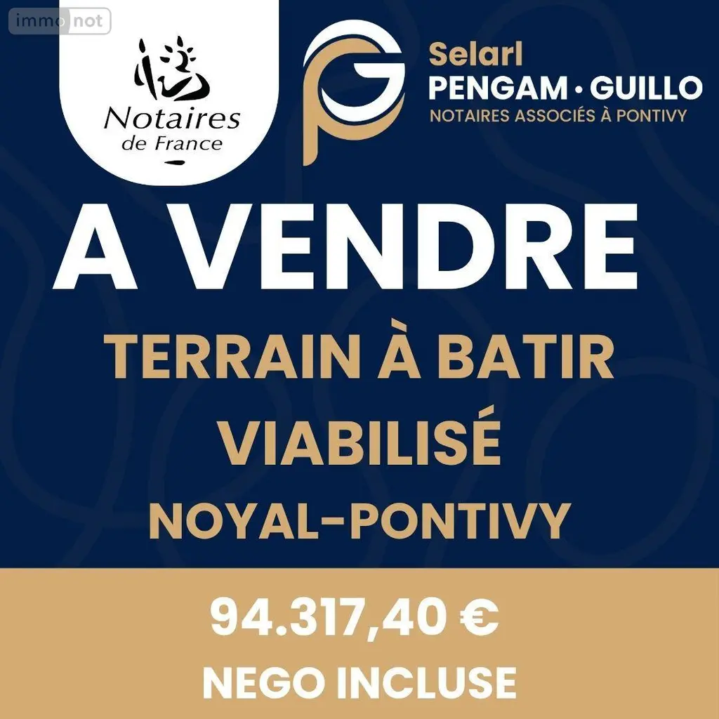 Terrain a batir a vendre Noyal-Pontivy 56920 Morbihan 56 94317 euros 56062-1901 002