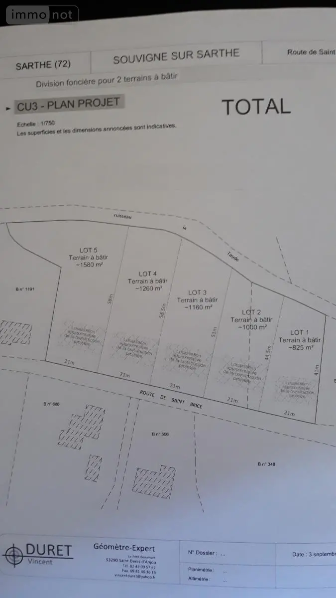 Terrain a batir a vendre Souvigné-sur-Sarthe 72300 Sarthe 72 26482 euros 72068-1471 001