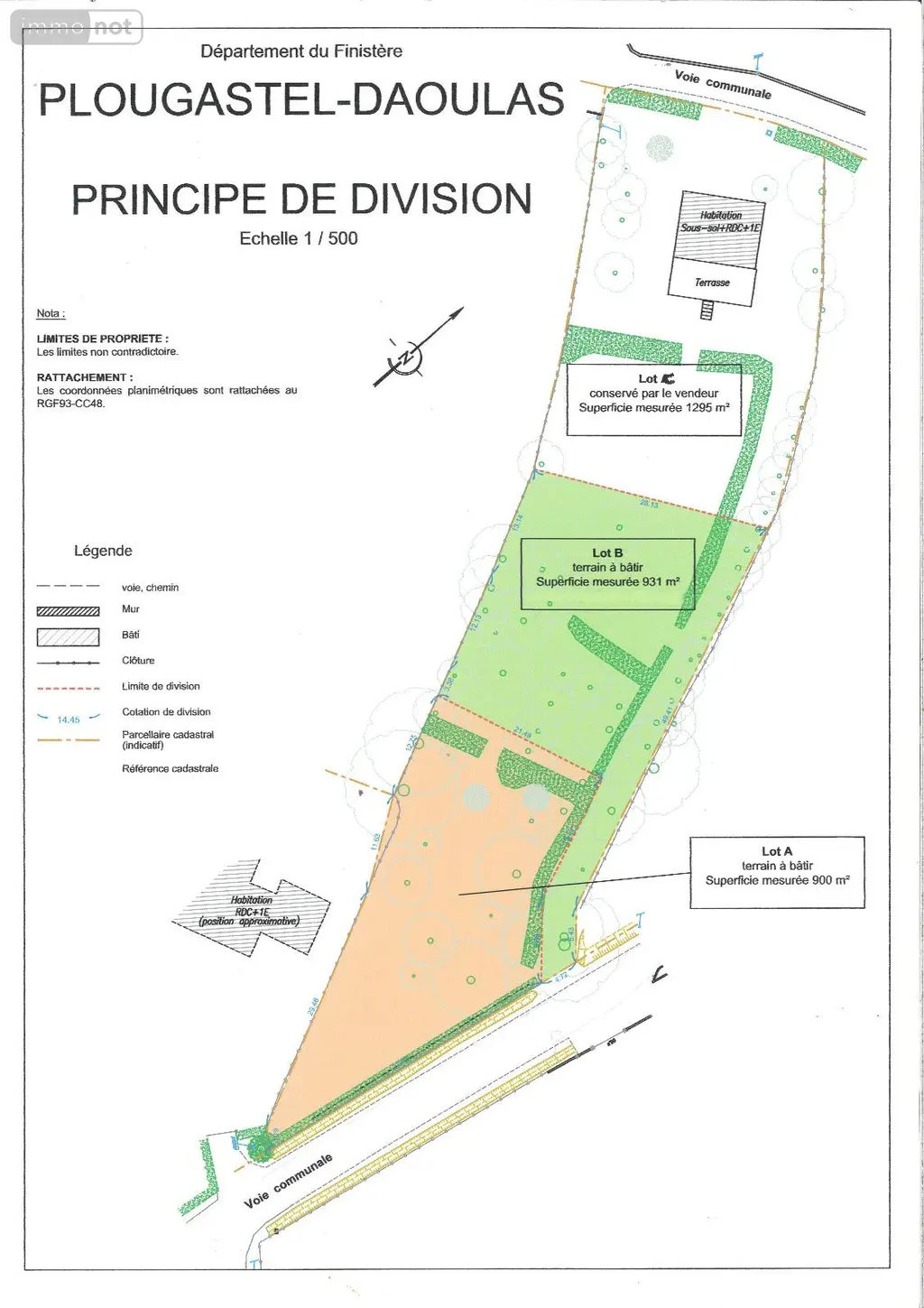 Terrain a batir a vendre Plougastel-Daoulas 29470 Finistère 29 931 m2 121088 euros PLOUG-Lot B 002