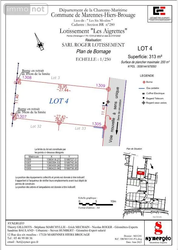 Terrain a batir a vendre Marennes-Hiers-Brouage 17320 Charente-Maritime 17 200 m2 66300 euros DD/JOM/23-10-4 001