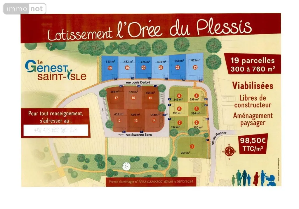 Terrain a batir a vendre Le Genest-Saint-Isle 53940 Mayenne 53 250 m2 48660 euros 53090-924 001