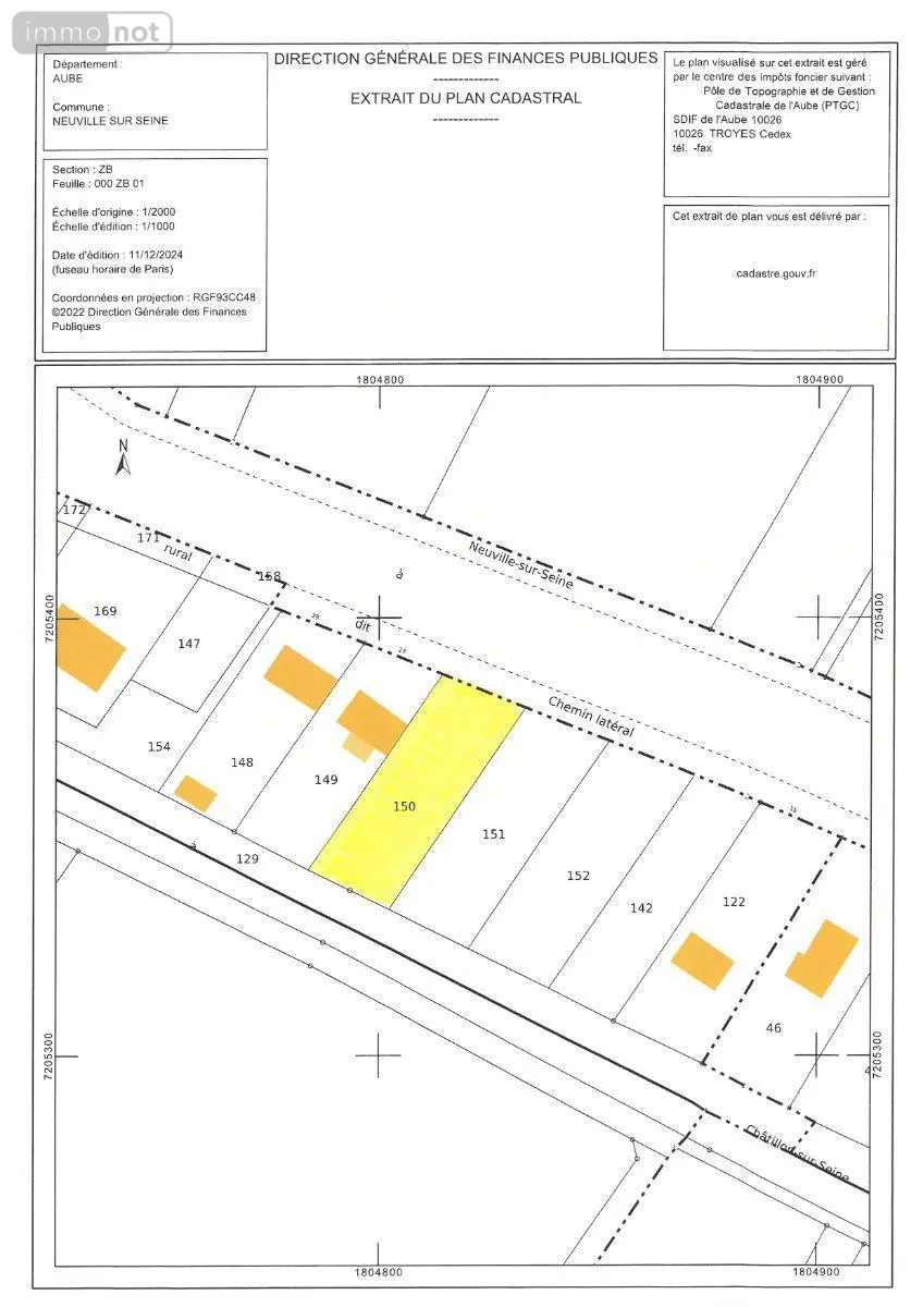 Terrain a batir a vendre Neuville-sur-Seine 10250 Aube 10 1097 m2 33670 euros 10361/6063 002
