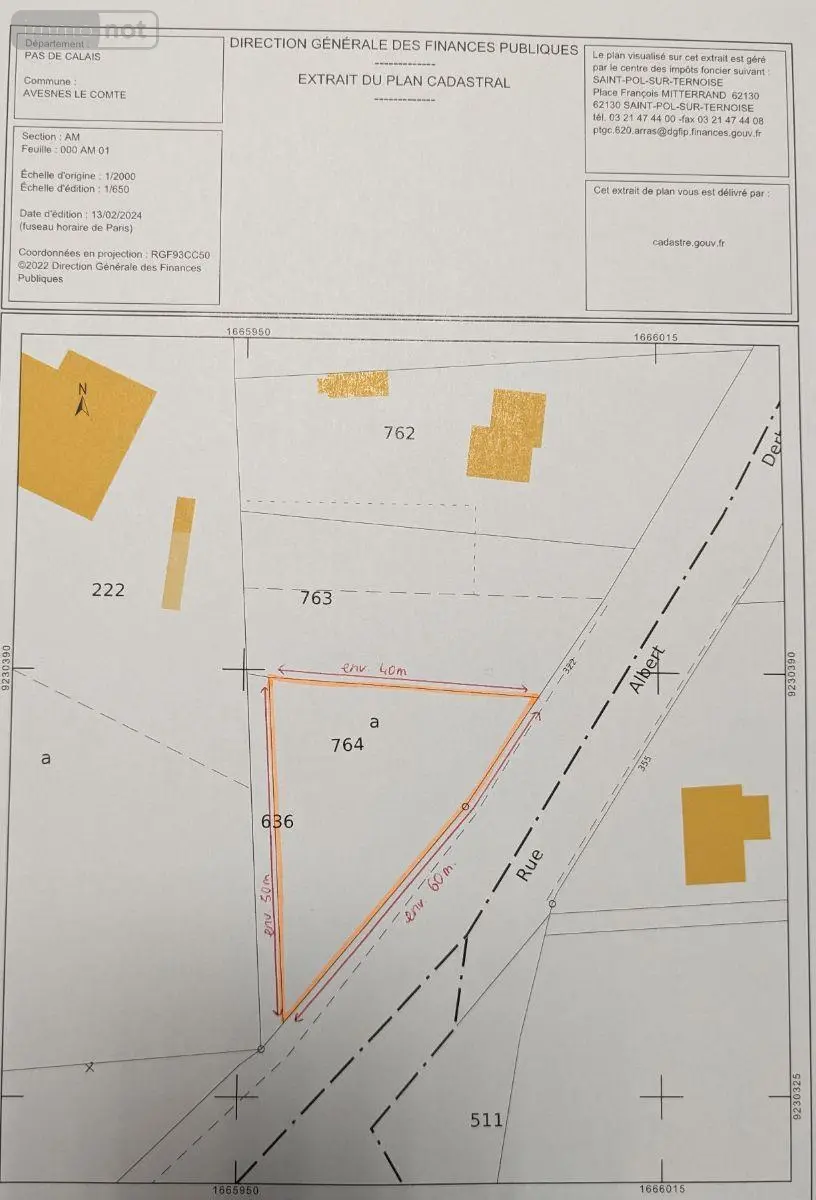 Terrain a batir a vendre Avesnes-le-Comte 62810 Pas-de-Calais 62 53600 euros 62112-TB01011 002