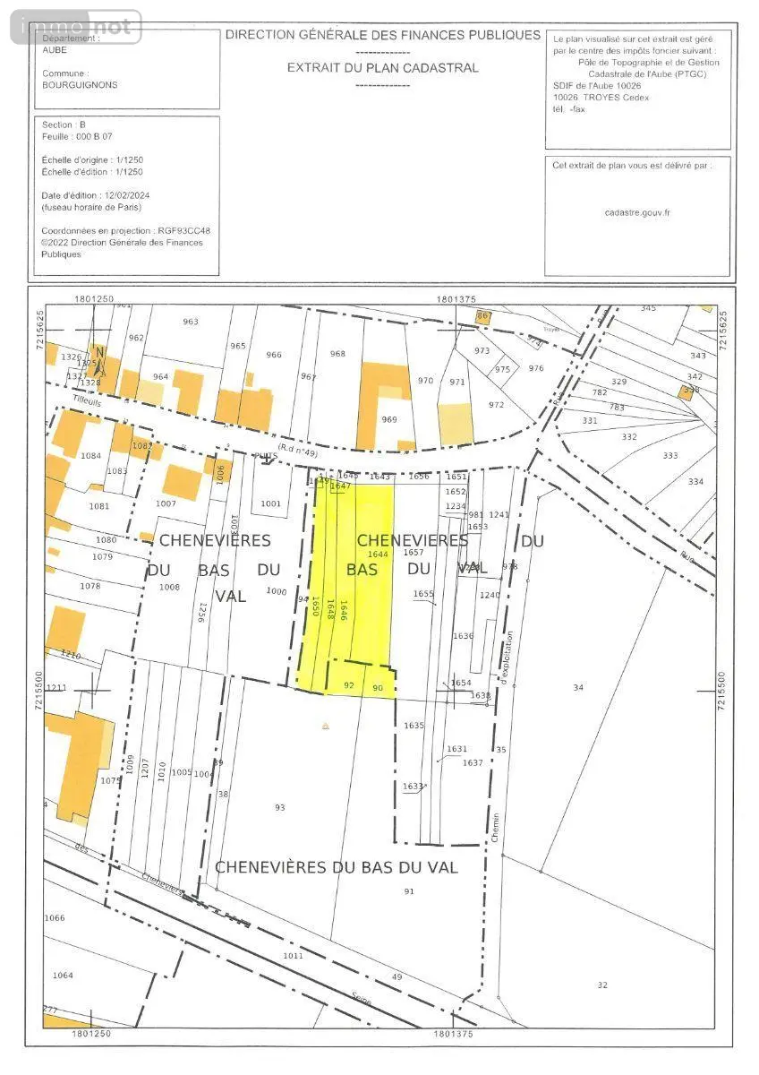 Terrain a batir a vendre Bourguignons 10110 Aube 10 2205 m2 48150 euros 10361/5944 002