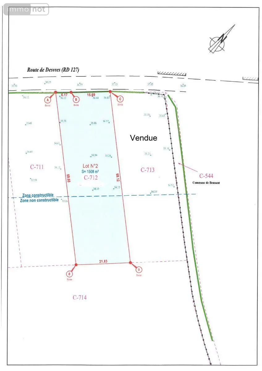 Terrain a batir a vendre Beussent 62170 Pas-de-Calais 62 55000 euros 62086/98 002
