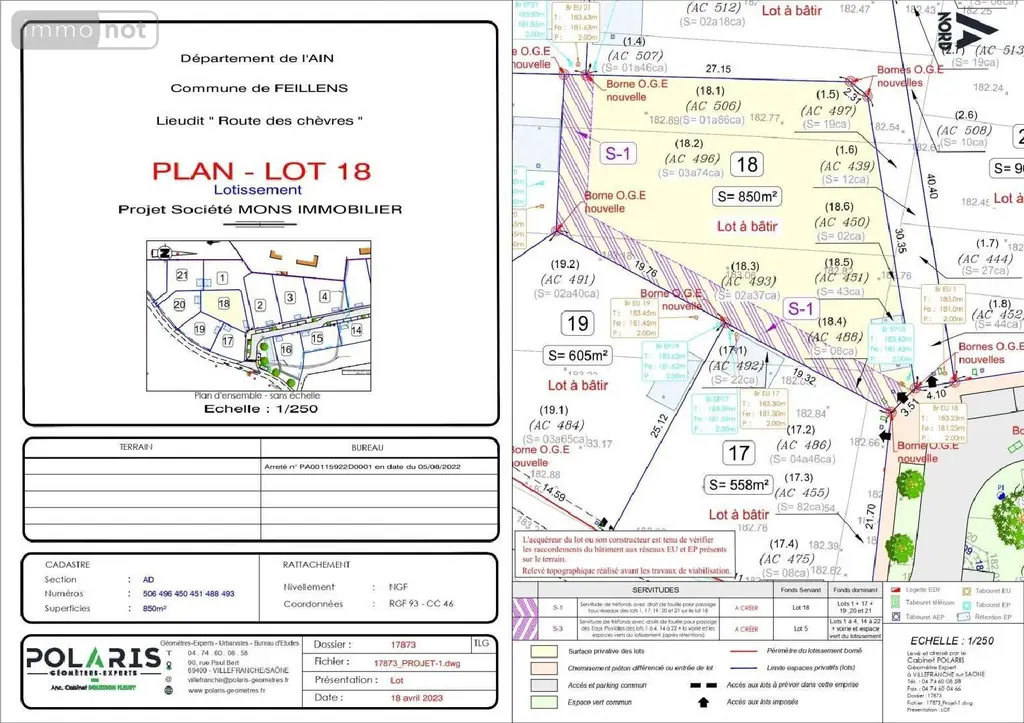 Terrain a batir a vendre Feillens 01570 Ain 01 850 m2 98500 euros TAB 82 001
