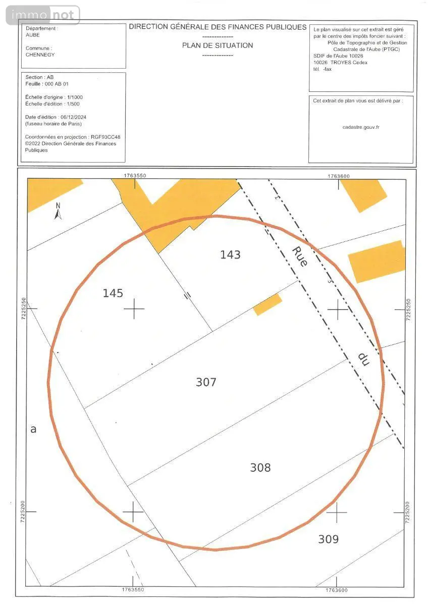 Terrain a batir a vendre Chennegy 10190 Aube 10 1398 m2 25500 euros 10361/6154 003