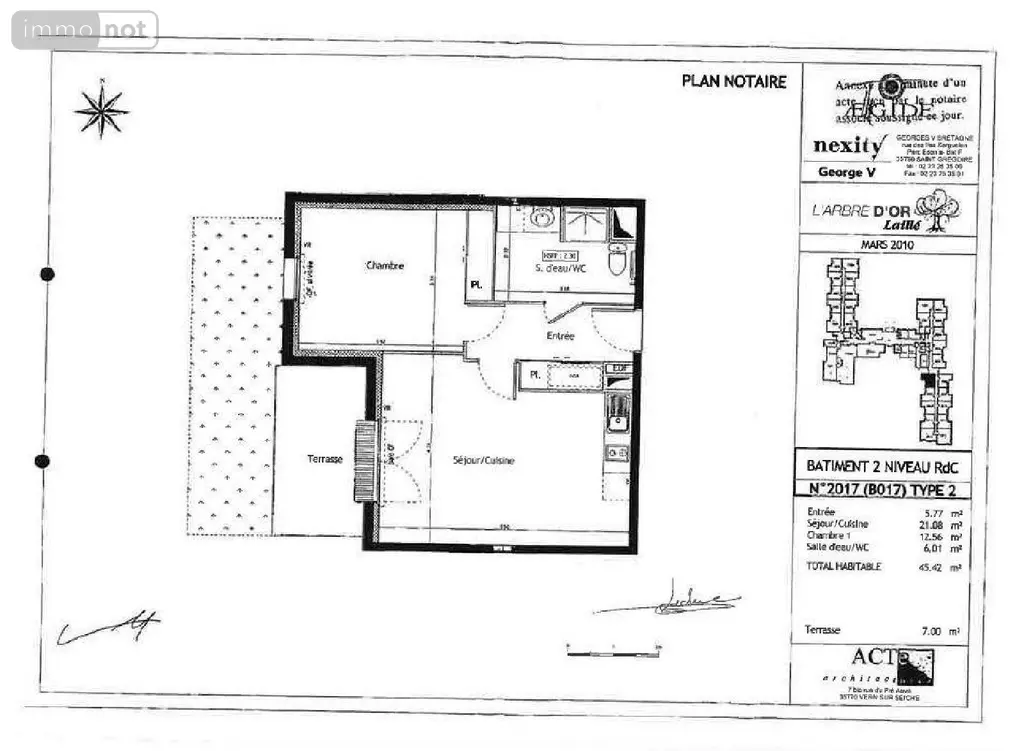 Appartement a vendre Laillé 35890 Ille-et-Vilaine 35 45 m2 2 pièces 118000 euros 35129-6423 003