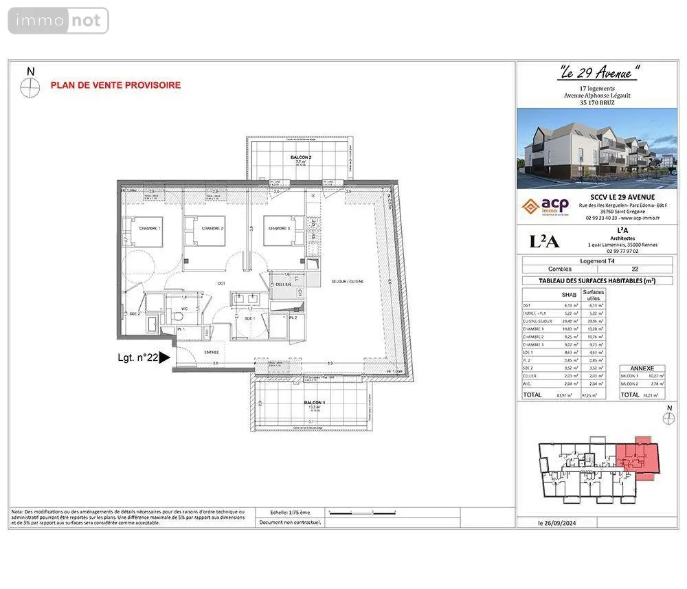 Appartement a vendre Bruz 35170 Ille-et-Vilaine 35 83 m2 4 pièces 399000 euros 35129-6474 002