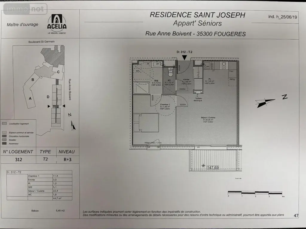 Appartement a vendre Fougères 35300 Ille-et-Vilaine 35 44 m2 2 pièces 116435 euros 1288 002