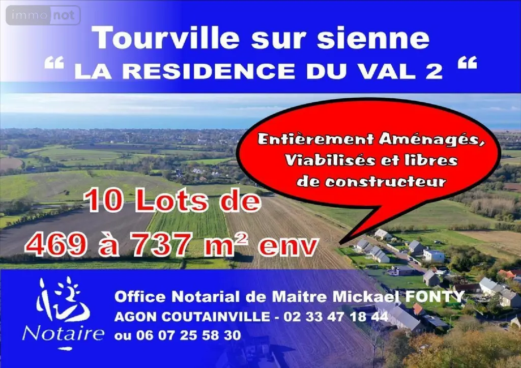 Terrain a batir a vendre Tourville-sur-Sienne 50200 Manche 50 64500 euros 50069/22 004