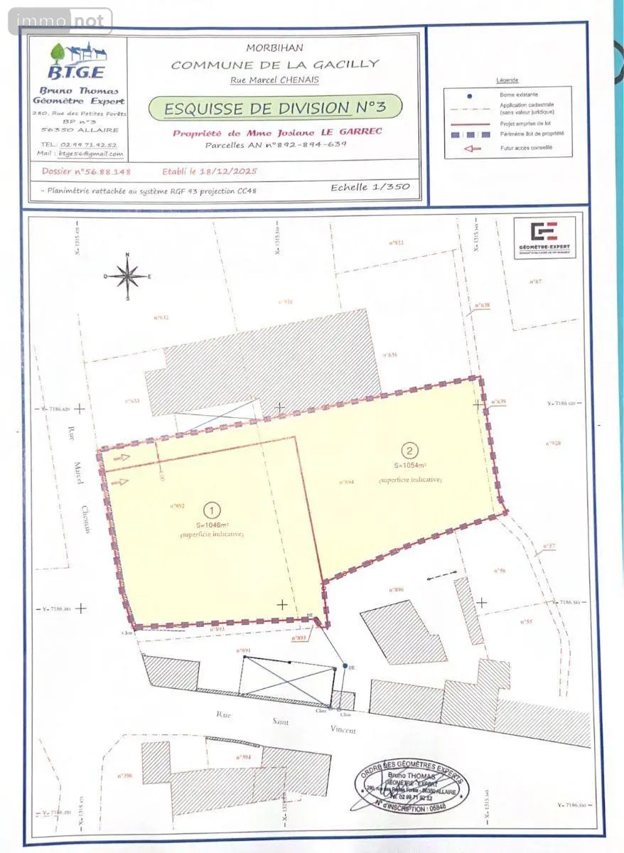 Terrain a batir a vendre La Gacilly 56200 Morbihan 56 1046 m2 110668 euros 009/1330 008