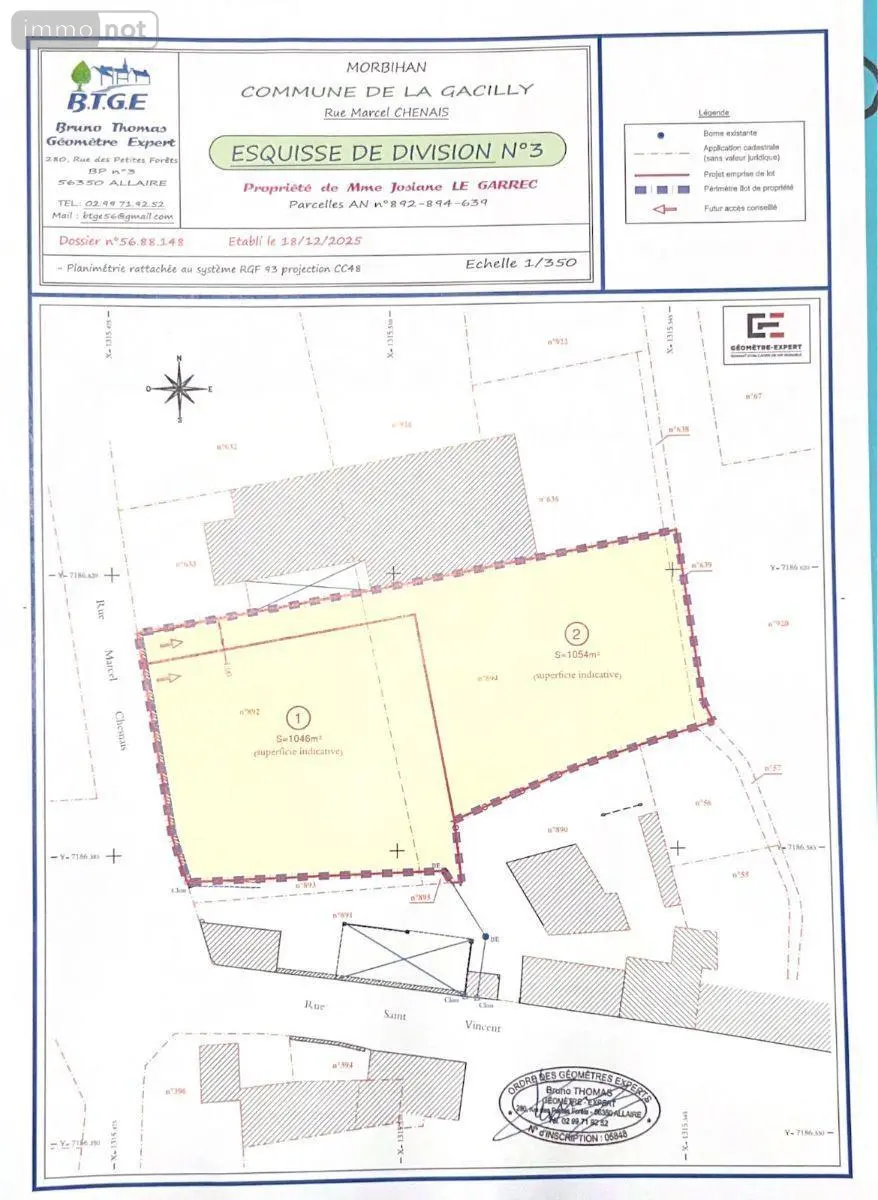 Terrain a batir a vendre La Gacilly 56200 Morbihan 56 1054 m2 111507 euros 009/1332 008