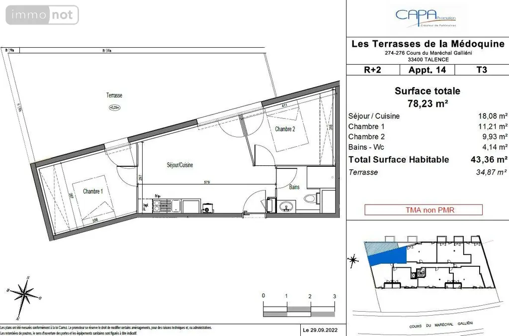 Location appartement Talence 33400 Gironde 33 43 m2 950 euros 11548/210 001