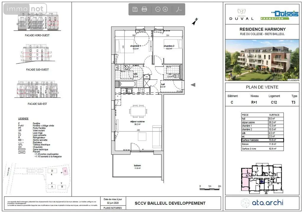 Location appartement Bailleul 59270 Nord 59 71 m2 3 pièces 835 euros FLOCB676 008