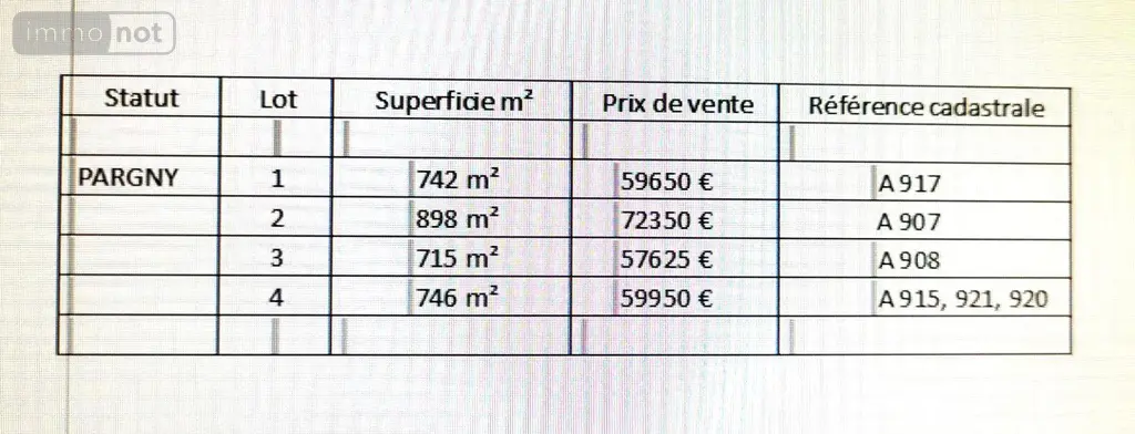 Terrain a batir a vendre Pargny-Resson 08300 Ardennes 08 57625 euros 10315/661 004