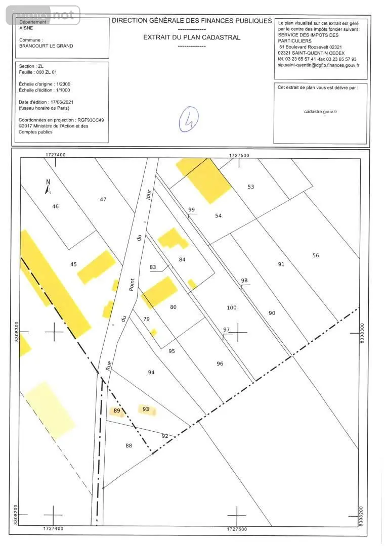 Terrain a batir a vendre Brancourt-le-Grand 02110 Aisne 02 830 m2 27000 euros 087/2696 001