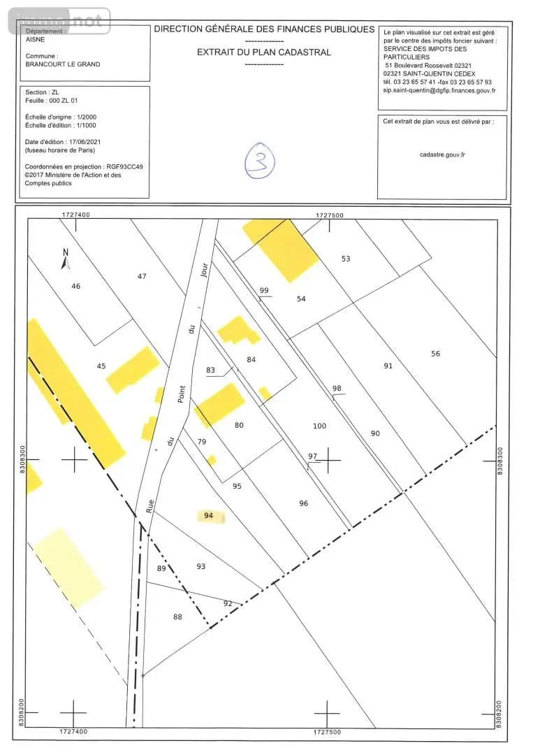 Terrain a batir a vendre Brancourt-le-Grand 02110 Aisne 02 1110 m2 37000 euros 087/2697 001