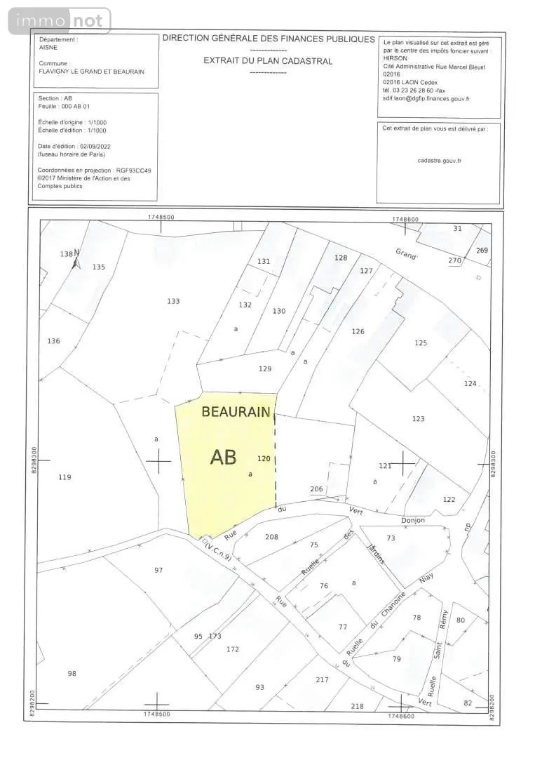 Terrain a batir a vendre Flavigny-le-Grand-et-Beaurain 02120 Aisne 02 2000 m2 33000 euros 087/2813 001