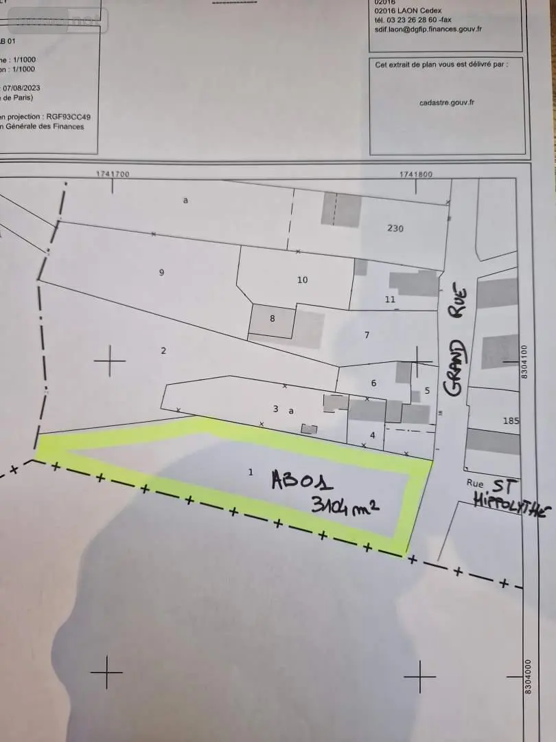 Terrain a batir a vendre Grand-Verly 02120 Aisne 02 3104 m2 17400 euros 087/2888 001