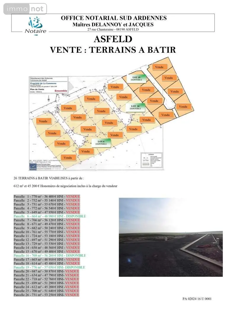 Terrain a batir a vendre Asfeld 08190 Ardennes 08 664 m2 48980 euros 021/1485 001